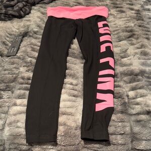 Victoria's Secret Black Leggings with Pink Waistband